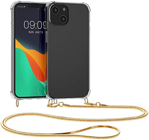 KWMobile futrola Kompatibilan je sa Apple iPhone 14 - Crossbody Case Clear Prozirni TPU telefon s kaišem za metalni lanac - prozirno / zlato