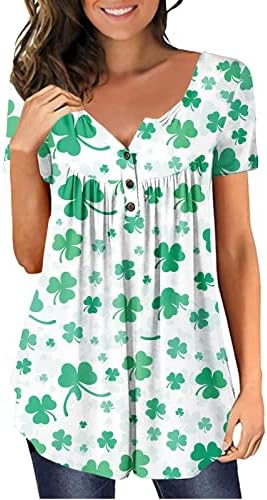 CGGMVCG žene St Patricks dan košulja St Patricks dan žene kratki rukav dugme vrat cvijet St Patricks dan