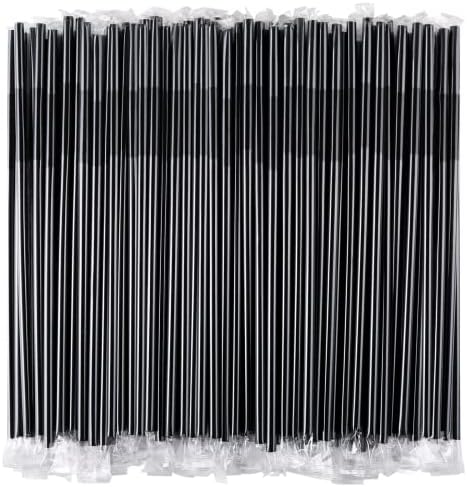 [Pojedinačno umotano] 100 kom Crne fleksibilne plastične slamke, jednokratne savijene slamke, 10,2 dugačke