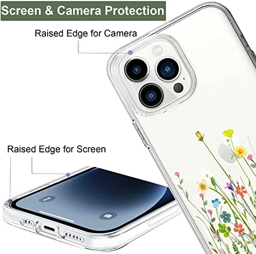 Unos Case kompatibilan sa iPhoneom 14 PRO Case Clear s dizajnom reljefnog cvjetnog uzorka Mekani TPU branik tanko zaštitni 6,1 inčni