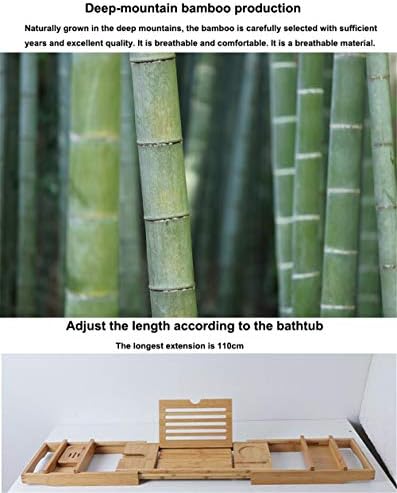 ZJDU izdržljiva drvena ladica za kupanje, bambusov ladica za kadu Proširiva, neklizajući i izdržljiv, sa