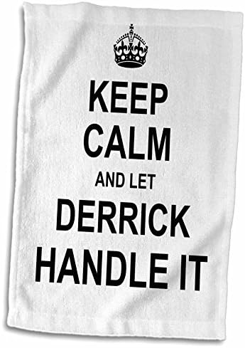 3D ruža Ostanite mirni i pustite da Derrick drži ručnik ručnika ručnika za osobno ime, 15 x 22