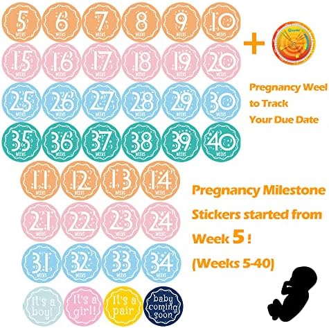 Ezyaid 40 sedmičnih Trudničkih Foto rekvizita za stomak sa točkom trudnoće, naljepnicom Milestone Bump 5 do 40 sedmica, trudnoća mora imati poklone za majke koje prvi put dolaze