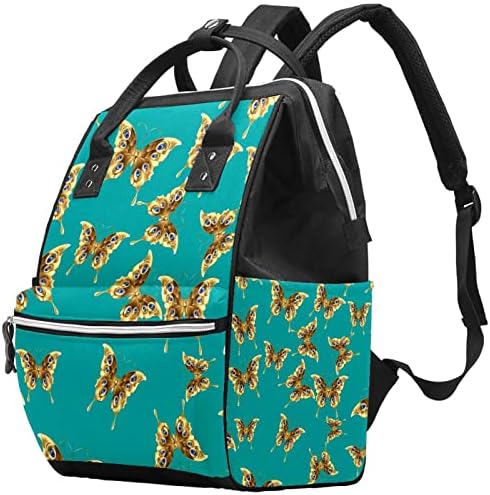 Guerotkr putni ruksak, torba za pelene, ruksak pelena, zlatni leptiri zeleni uzorak
