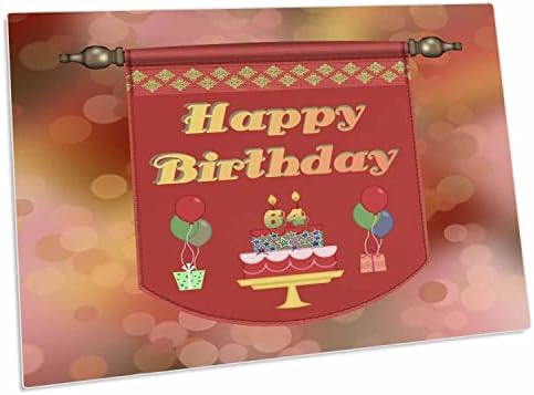 3drose Transparent za sretan 64. rođendan, torta sa poklonima i balonima - prostirke za podmetače za stolove