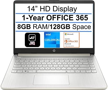 HP 2022 najnoviji Stream 14 HD Laptop, Intel Celeron N4020, 8GB RAM-a, 128GB prostora, 1 godina Office 365,