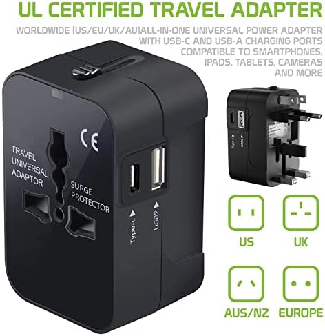 Putovanje USB Plus International adapter kompatibilan sa Motorolom XT1093 za svjetsku energiju za 3 uređaja