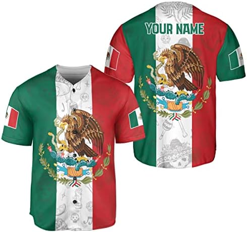 Aovl personalizirani bejzbol dres, meksički bejzbol dres za muškarce, meksičano dres zastava, meksički bejzbol