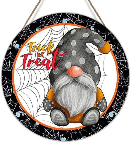 Halloween Spider Web vijenac Gnome Wood Lijel Art Morken Vješalica za vrata Noći noćni Gnomi Potpisuju zidni