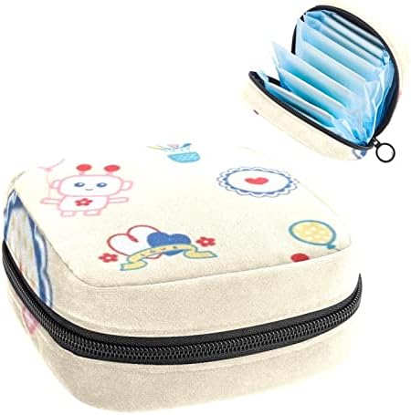 ORYUEKAN torba za čuvanje higijenskih uložaka, prenosiva menstrualna torba za žene i djevojčice torbica za menstrualne čašice, crtani balon uzorak lijepog