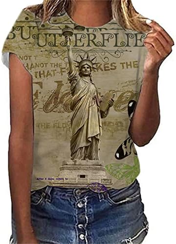 4. jula Majica Ženska Neovisnosti Dan Ispisani uzročni okrugli vrat Pulover Bluze Dame Ljetni kratki rukovi