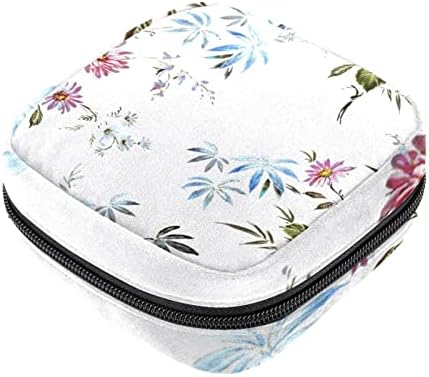 ORYUEKAN torba za čuvanje higijenskih uložaka, prenosiva menstrualna torba za žene i djevojčice torbica za menstrualne čašice, Pastorable Vintage Wildflowers Artistic Floral