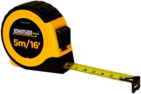 Johnson Nivo i alat 1828-0016 Metrička / inčna traka za napajanje, 5m / 16 ', crna / žuta, 1 traka