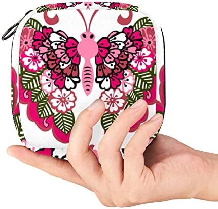 Exotic Flower Butterfly higijenski ulošci torba za pohranu prijenosni period Kit torba jastučići za menstrualnu čašicu torba sa patentnim zatvaračem torbica za higijenske uloške za žene Teen djevojke dame
