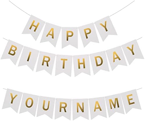 Uorbmaio White Happy Rođendan Baner sa imenom Banner: Idealan rođendanski ukrasi za rođendan naklonost