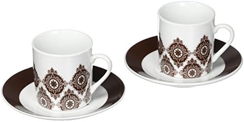 Artisano dizajnira set tanjura od 2 marokanski kompresivni set espresso kafe, bijelo-smeđe