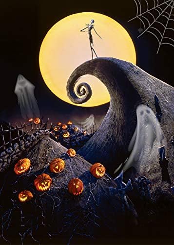 AIIKES 5x7ft Halloween Pozadina noćna mora prije Božića pozadina za Noć vještica bundeva mjesec Ghost Lobanja