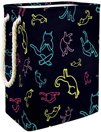 Inhomer slatka Raznobojna mačka uzorak 300D Oxford PVC vodootporna odjeća Hamper velika korpa za veš za