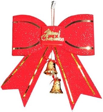 Božićna dekoracija drva Crvena velika luka 13cm sa zvono privjeskom za ljuljanje pasa viseći ukras