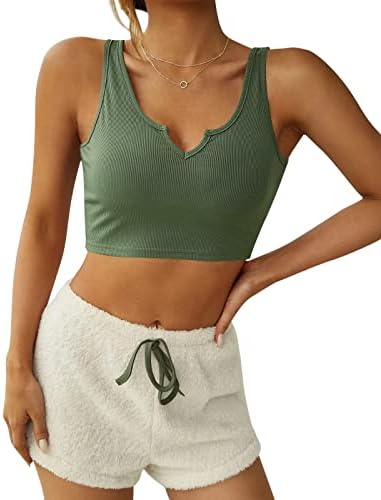 Ženski V izrez gornji rebrasti pleteni pleteni košulja za vježbanje Yoga Basic Summer bez rukava