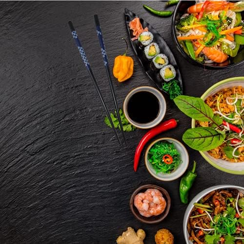 Crni i Plavi bambusovi štapići za jelo sa odmorom, set štapića za jelo za višekratnu upotrebu za Sushi, Ramen i rezance, japanske kuhinjske potrepštine, 9,75 inča