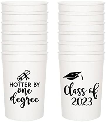 Diplomske šolje - klasa 2023. toplija za jedan stepen - Set od 12 bijelih i crnih šoljica za diplomske zabave