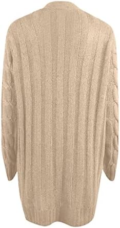 Ženska puna boja plus veličine KARDIGAN Premium pleteni džemper sa velikim džepom dugim kardiganskim džemperima