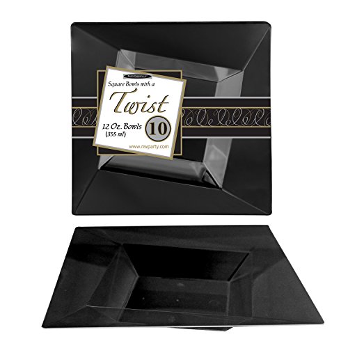 Party Essentials N121017 Tvrdi plastični / kvadratni zdjeli, 12 oz, crna