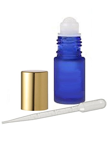 Grand Parfums 18 staklena rola na bocama, kobalt smrznuto plavo staklo 4ml, 1/8 oz sa zlatnim poklopcem