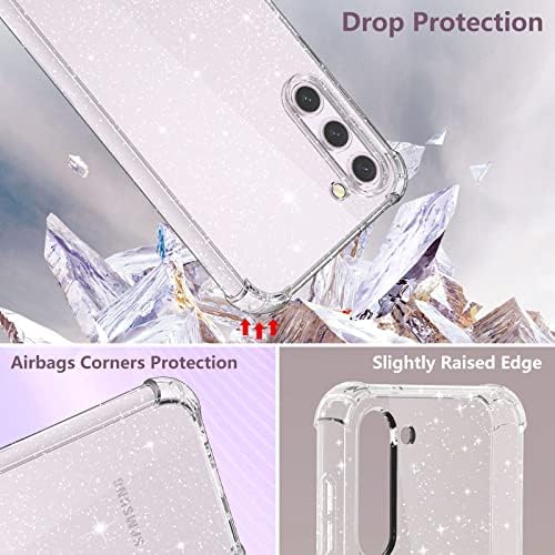 KSWOUS za slučaj Samsung Galaxy S23 Glitter Clear sa zaštitom ekrana[2 Pakovanje], [vojna zaštita] Bling