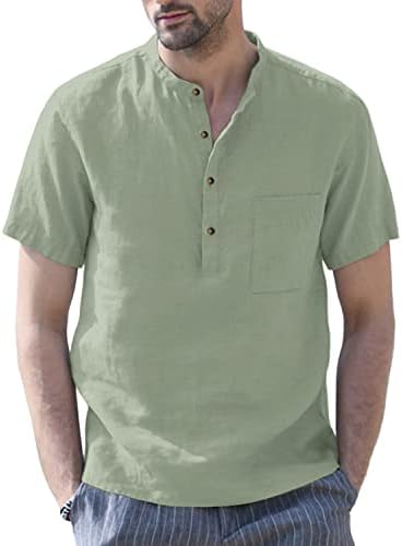 Uni Clau casual muške pamučne posteljine Henley majice kratki rukav ljetni majica na plaži Hippie majice
