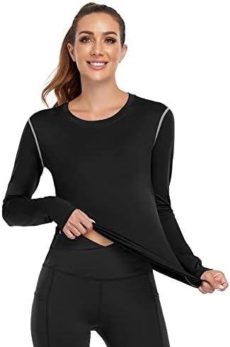 WANAYOOOOU ženska košulja za kompresiju 2-3 pakovanja suho fit s dugim rukavima Atletska majica za vježbanje